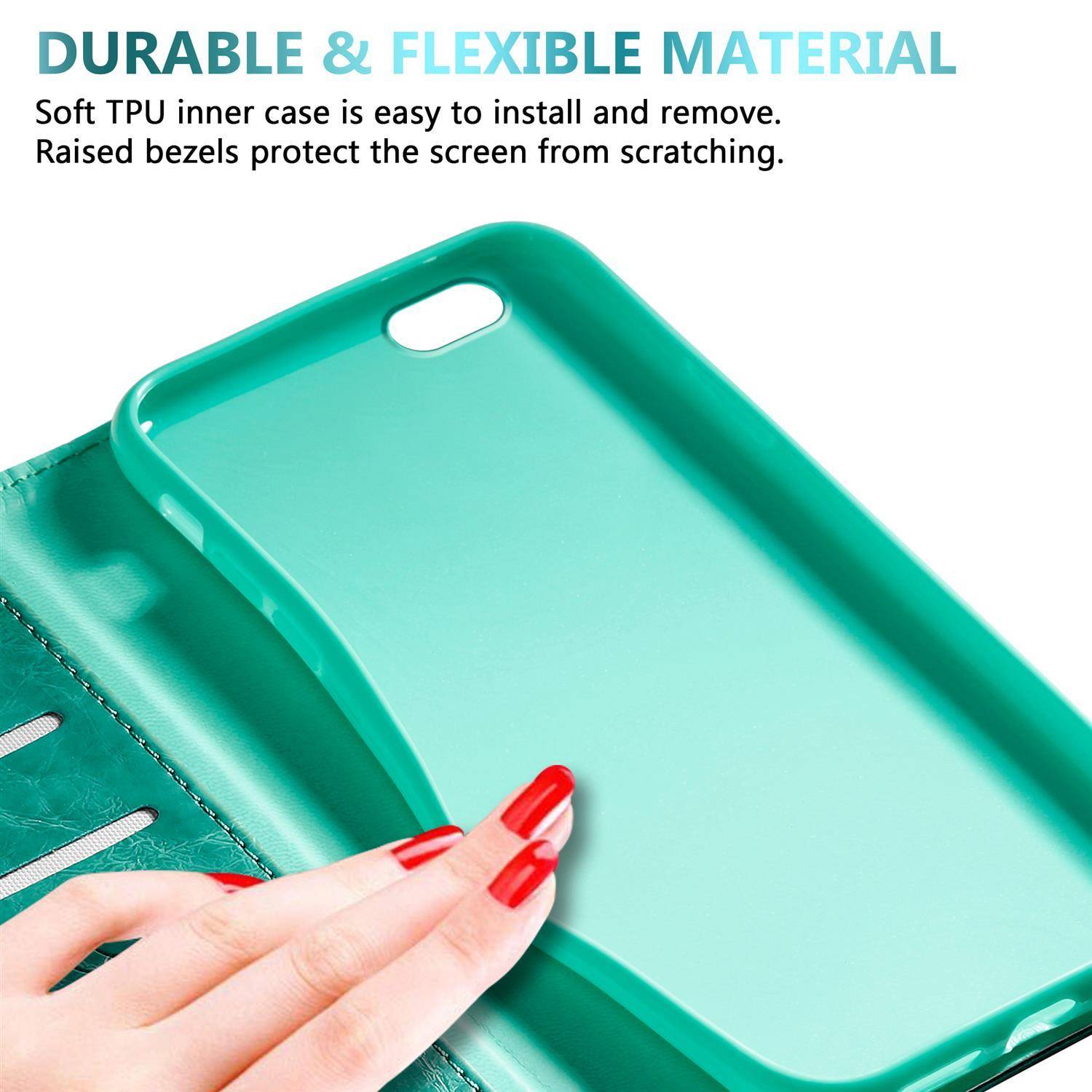 Cadorabo Hülle für Apple iPhone 6 PLUS / 6S PLUS Schutzhülle in Türkis Handyhülle Etui Cover Case Standfunktion
