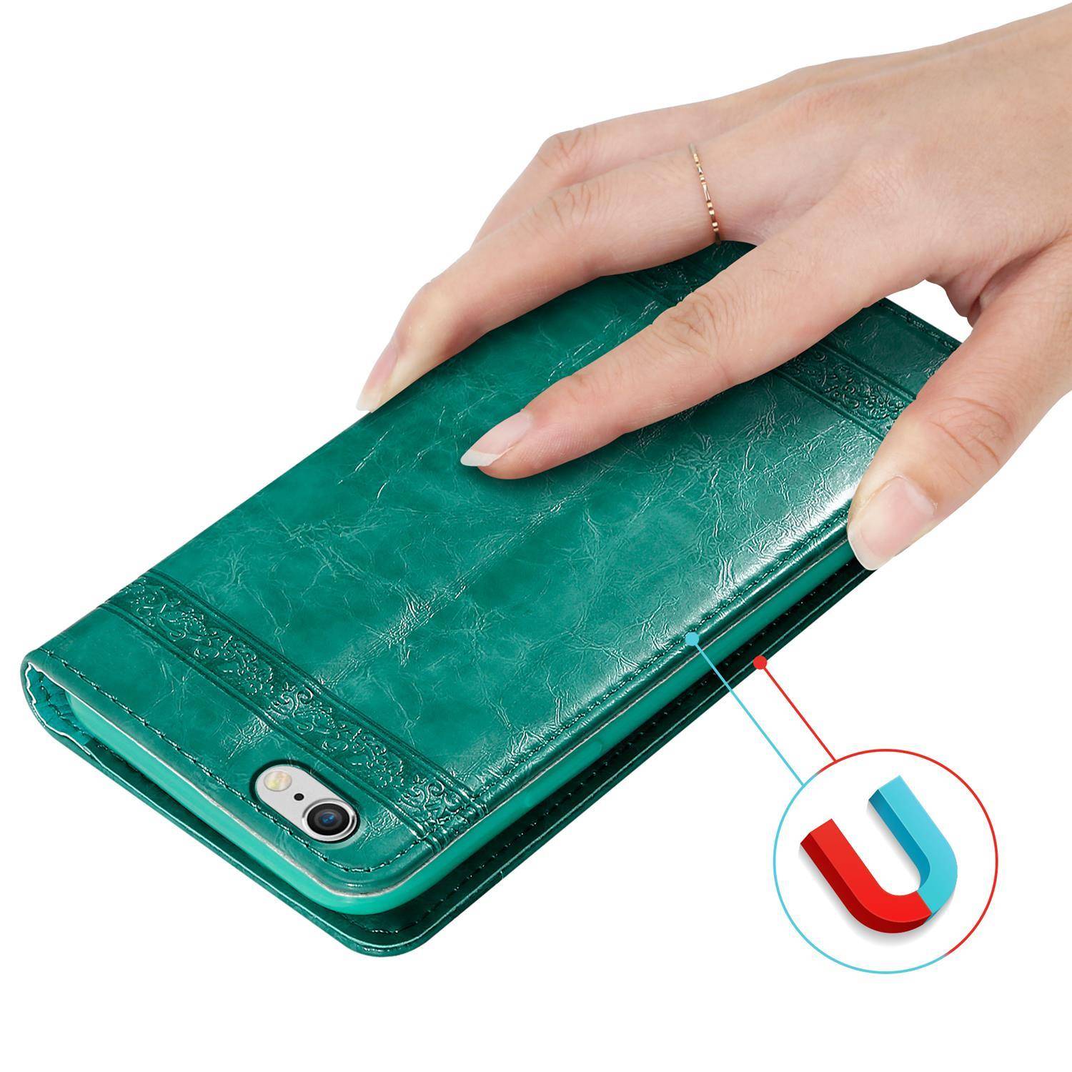 Cadorabo Hülle für Apple iPhone 6 PLUS / 6S PLUS Schutzhülle in Türkis Handyhülle Etui Cover Case Standfunktion