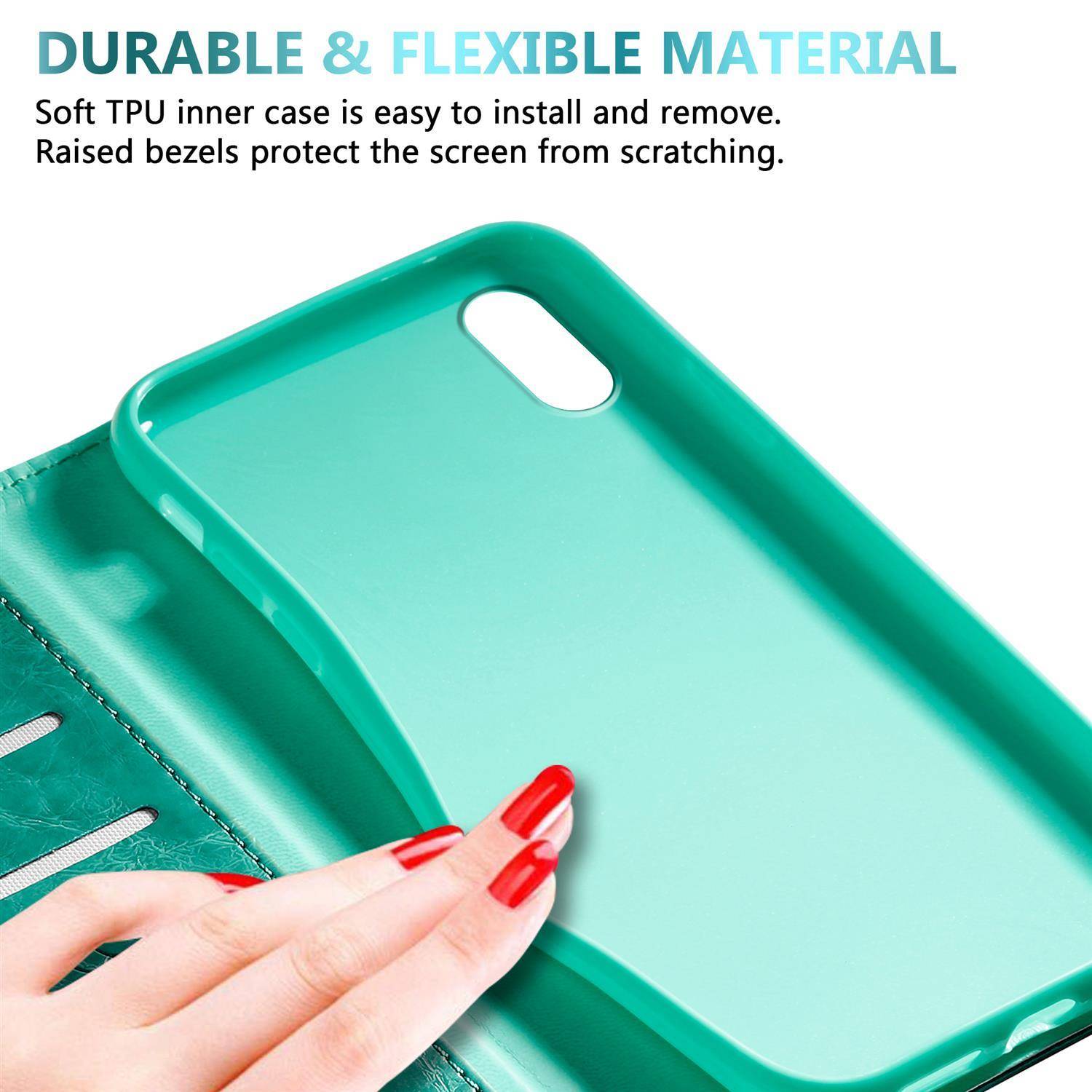 Cadorabo Hülle für Apple iPhone XS MAX Schutzhülle in Türkis Handyhülle Etui Cover Case Standfunktion