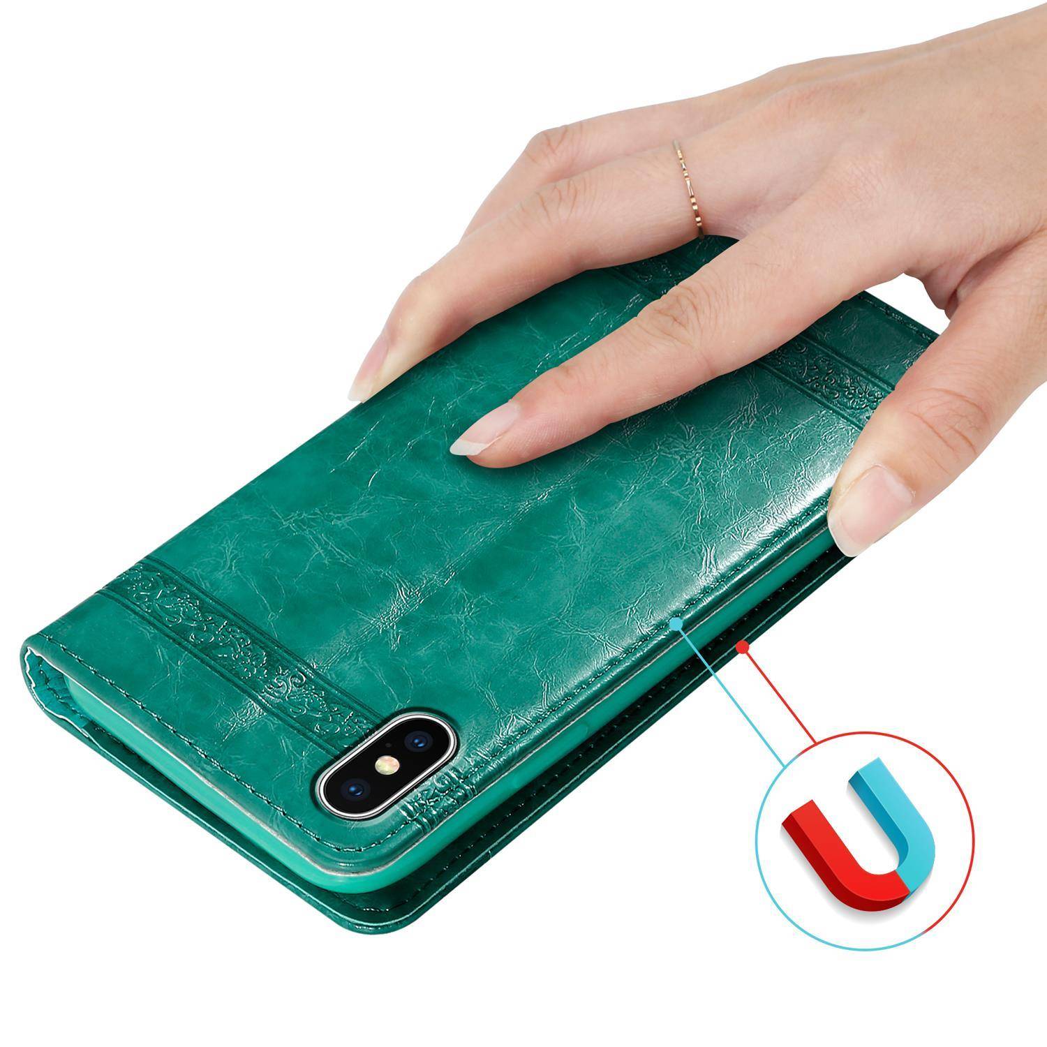 Cadorabo Hülle für Apple iPhone XS MAX Schutzhülle in Türkis Handyhülle Etui Cover Case Standfunktion