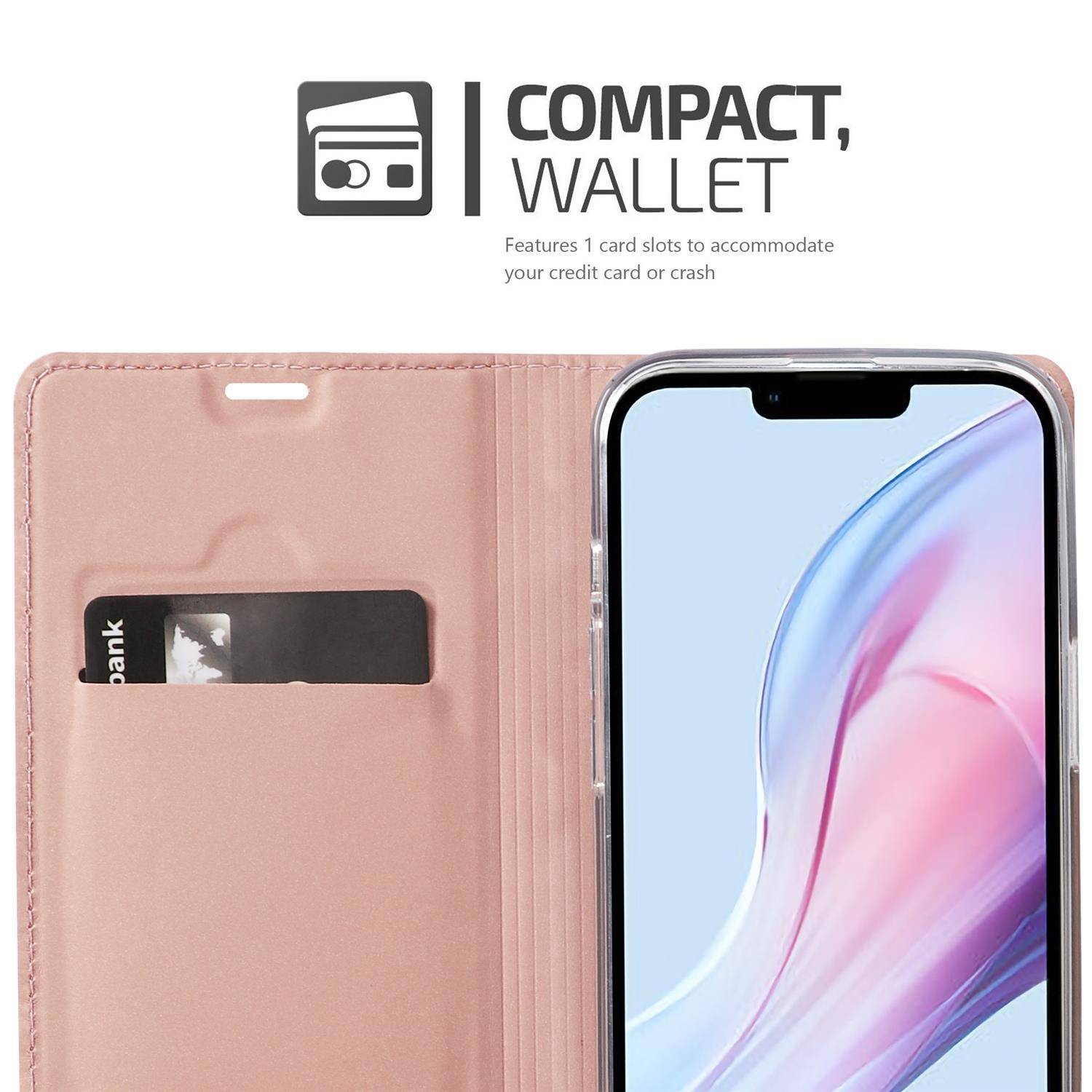 Cadorabo Handyhülle für Apple iPhone 13 Schutz Hülle in Rosa Cover Etui Book Case Booklet