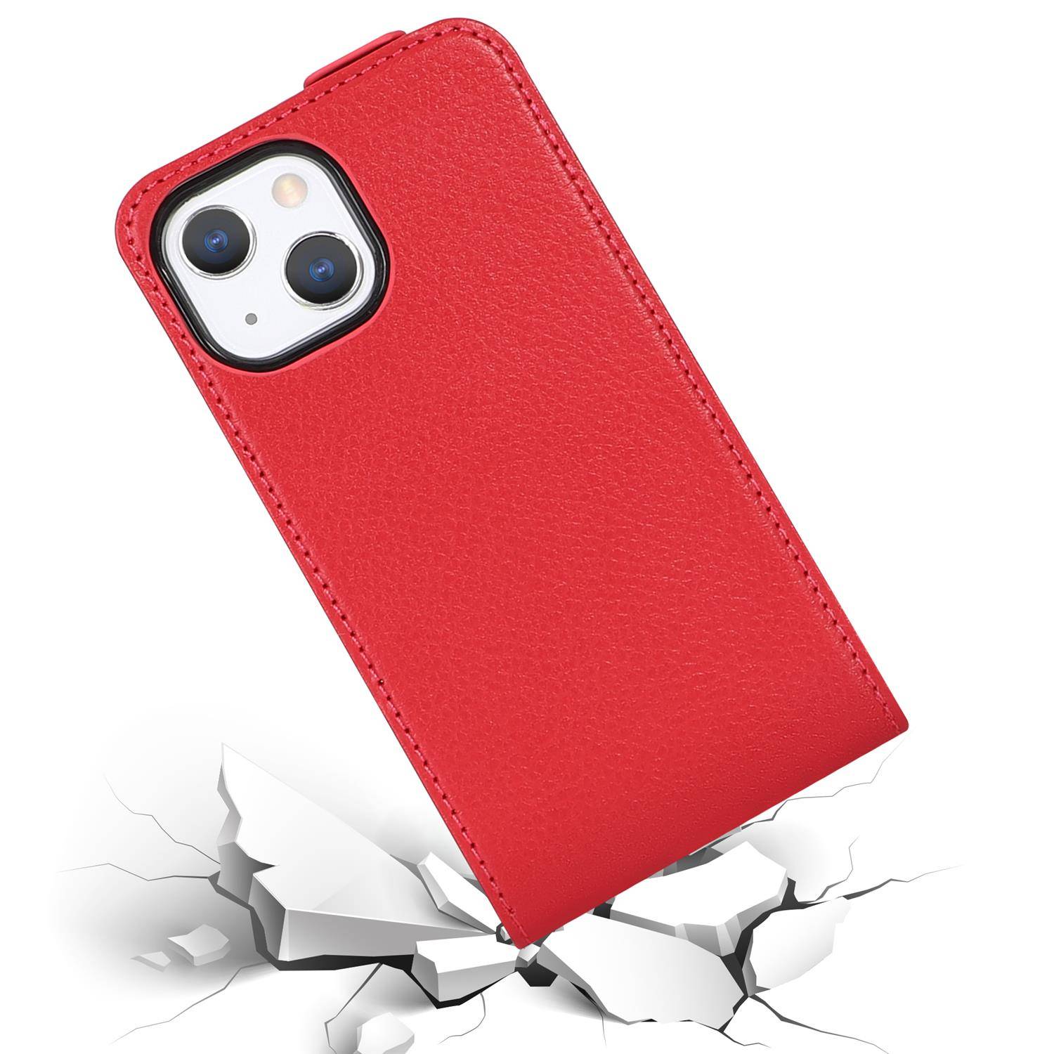 Cadorabo Hülle für Apple iPhone 13 Schutzhülle in Rot Flip Handyhülle Case Cover Etui Kunstleder