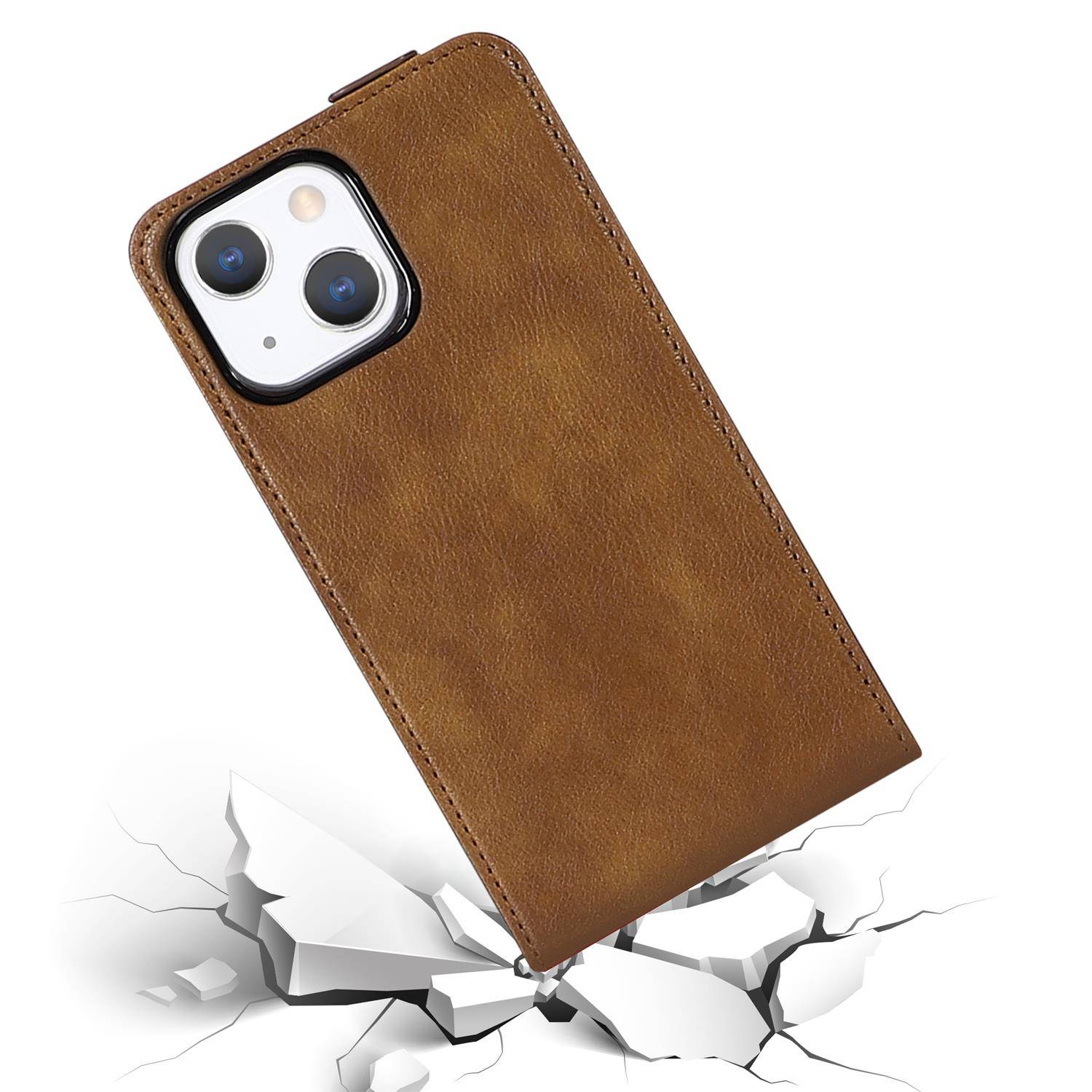Cadorabo Hülle für Apple iPhone 13 Schutzhülle in Braun Flip Handyhülle Case Cover Etui Kunstleder