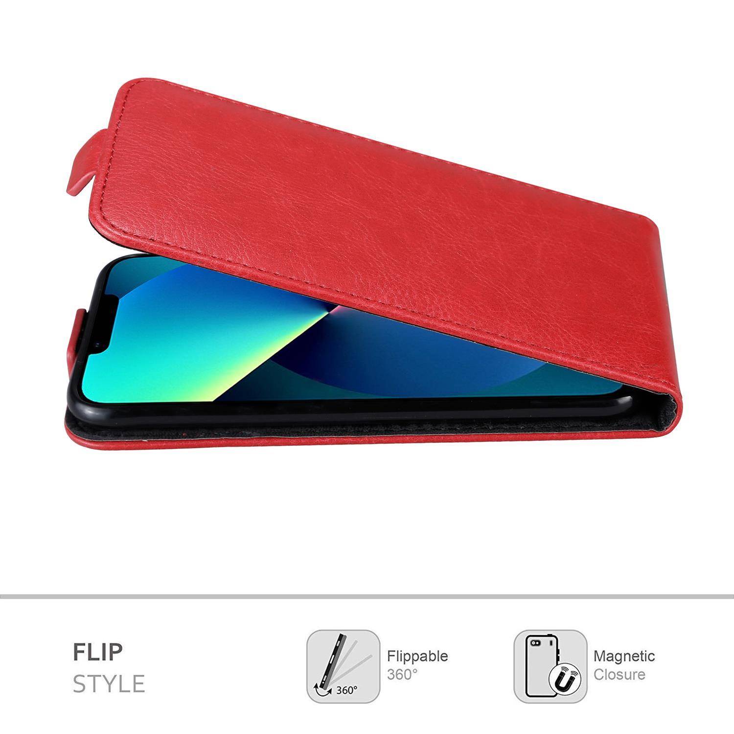 Cadorabo Hülle für Apple iPhone 13 PRO MAX Schutzhülle in Rot Flip Handyhülle Case Cover Etui Kunstleder