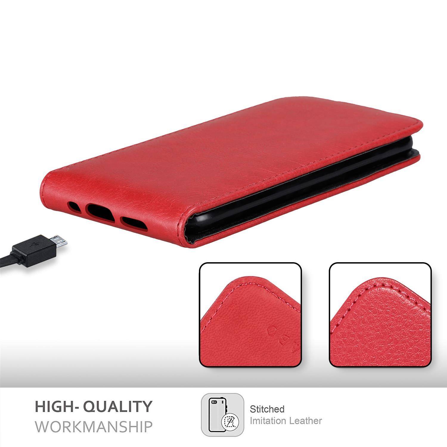 Cadorabo Hülle für Apple iPhone 13 PRO MAX Schutzhülle in Rot Flip Handyhülle Case Cover Etui Kunstleder