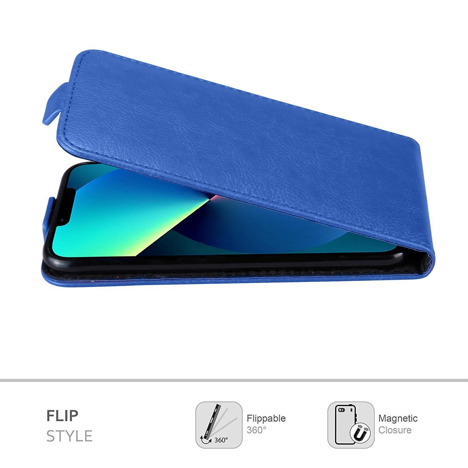 Cadorabo Hülle für Apple iPhone 13 PRO MAX Schutzhülle in Blau Flip Handyhülle Case Cover Etui Kunstleder