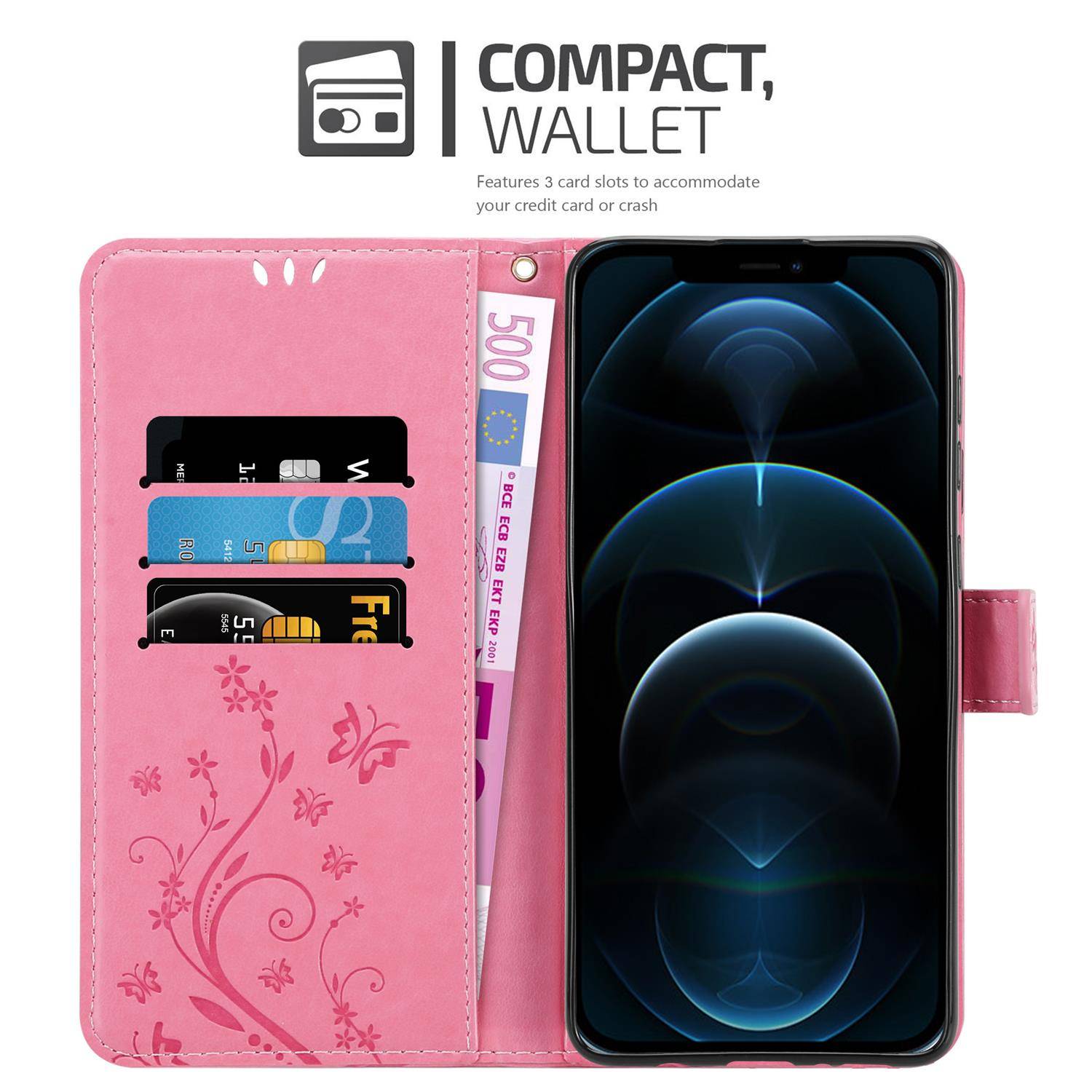 Cadorabo Hülle für Apple iPhone 13 Schutz Hülle in Rosa Schutzhülle Handy Hülle Etui Case Blumen Flower