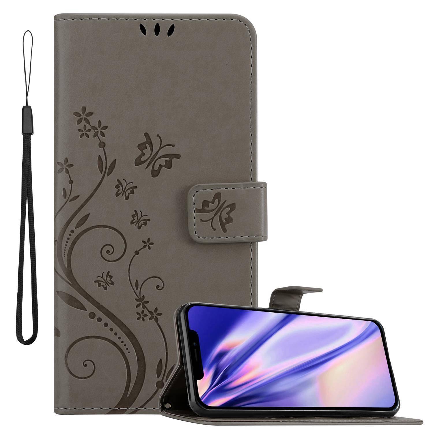Cadorabo Hülle für Apple iPhone 13 PRO Schutz Hülle in Grau Schutzhülle Handy Hülle Etui Case Blumen Flower