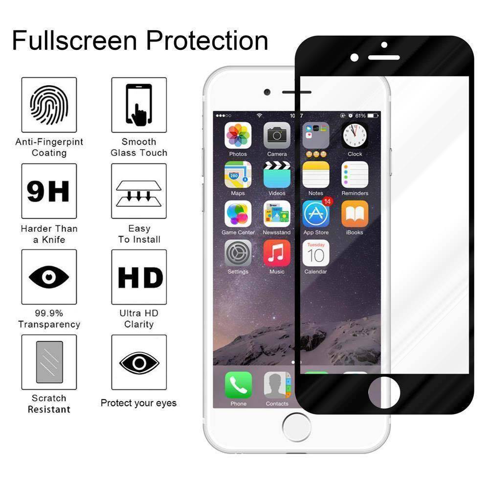 Cadorabo Vollbild Folie für Apple iPhone 6 / 6S in TRANSPARENT mit SCHWARZ - Gehärtetes Display-Schutzglas (RETAIL PACKAGING)