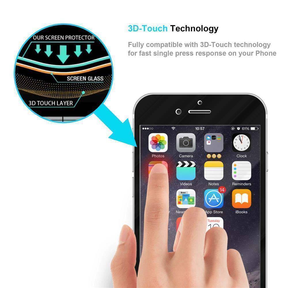 Cadorabo Vollbild Folie für Apple iPhone 6 / 6S in TRANSPARENT mit SCHWARZ - Gehärtetes Display-Schutzglas (RETAIL PACKAGING)