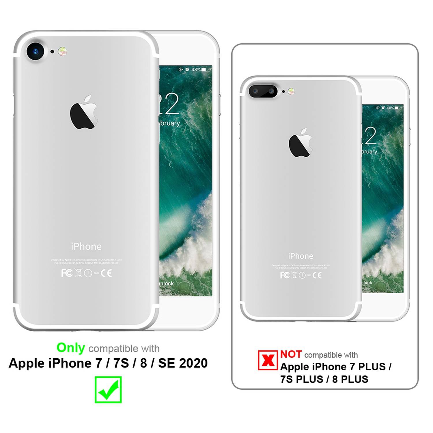 Cadorabo Vollbild Folie für Apple iPhone 7 / 7S / 8 / SE 2020 in TRANSPARENT mit SCHWARZ - Gehärtetes Display-Schutzglas (RETAIL PACKAGING)