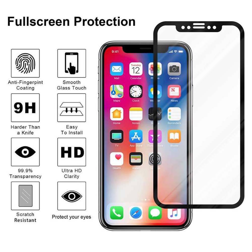 Cadorabo Vollbild Folie für Apple iPhone X / XS in TRANSPARENT mit SCHWARZ - Gehärtetes Display-Schutzglas (RETAIL PACKAGING)