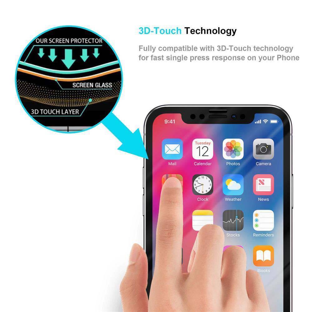 Cadorabo Vollbild Folie für Apple iPhone X / XS in TRANSPARENT mit SCHWARZ - Gehärtetes Display-Schutzglas (RETAIL PACKAGING)