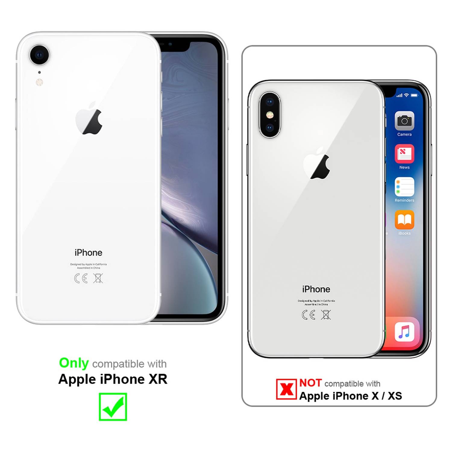 Cadorabo Vollbild Folie für Apple iPhone XR in TRANSPARENT mit SCHWARZ - Gehärtetes Display-Schutzglas (RETAIL PACKAGING)