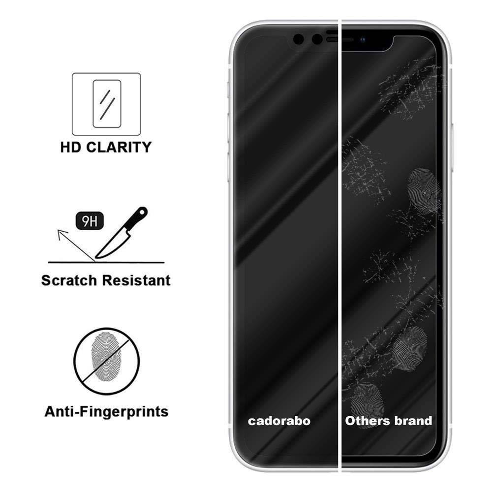Cadorabo Vollbild Folie für Apple iPhone XR in TRANSPARENT mit SCHWARZ - Gehärtetes Display-Schutzglas (RETAIL PACKAGING)
