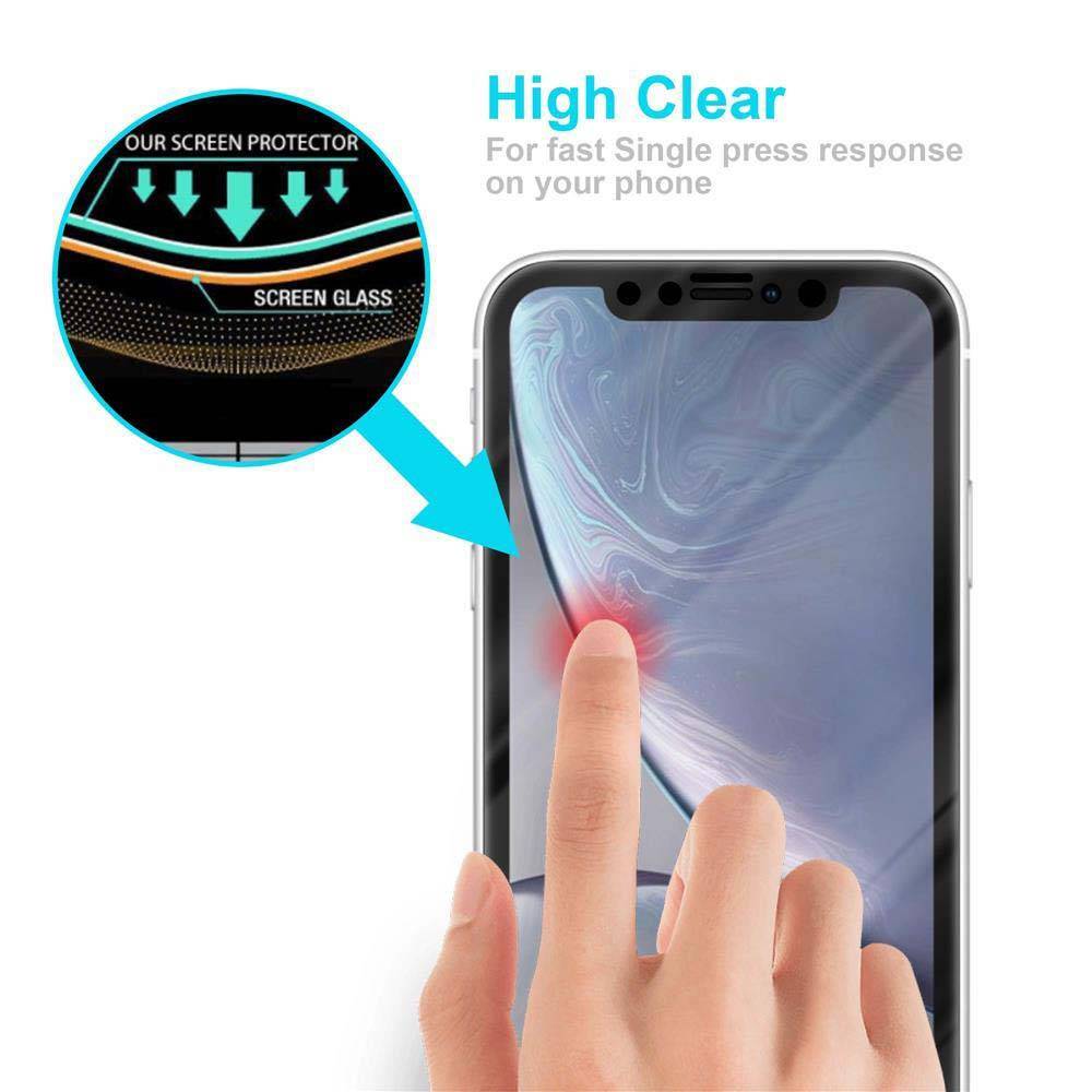 Cadorabo Vollbild Folie für Apple iPhone XR in TRANSPARENT mit SCHWARZ - Gehärtetes Display-Schutzglas (RETAIL PACKAGING)