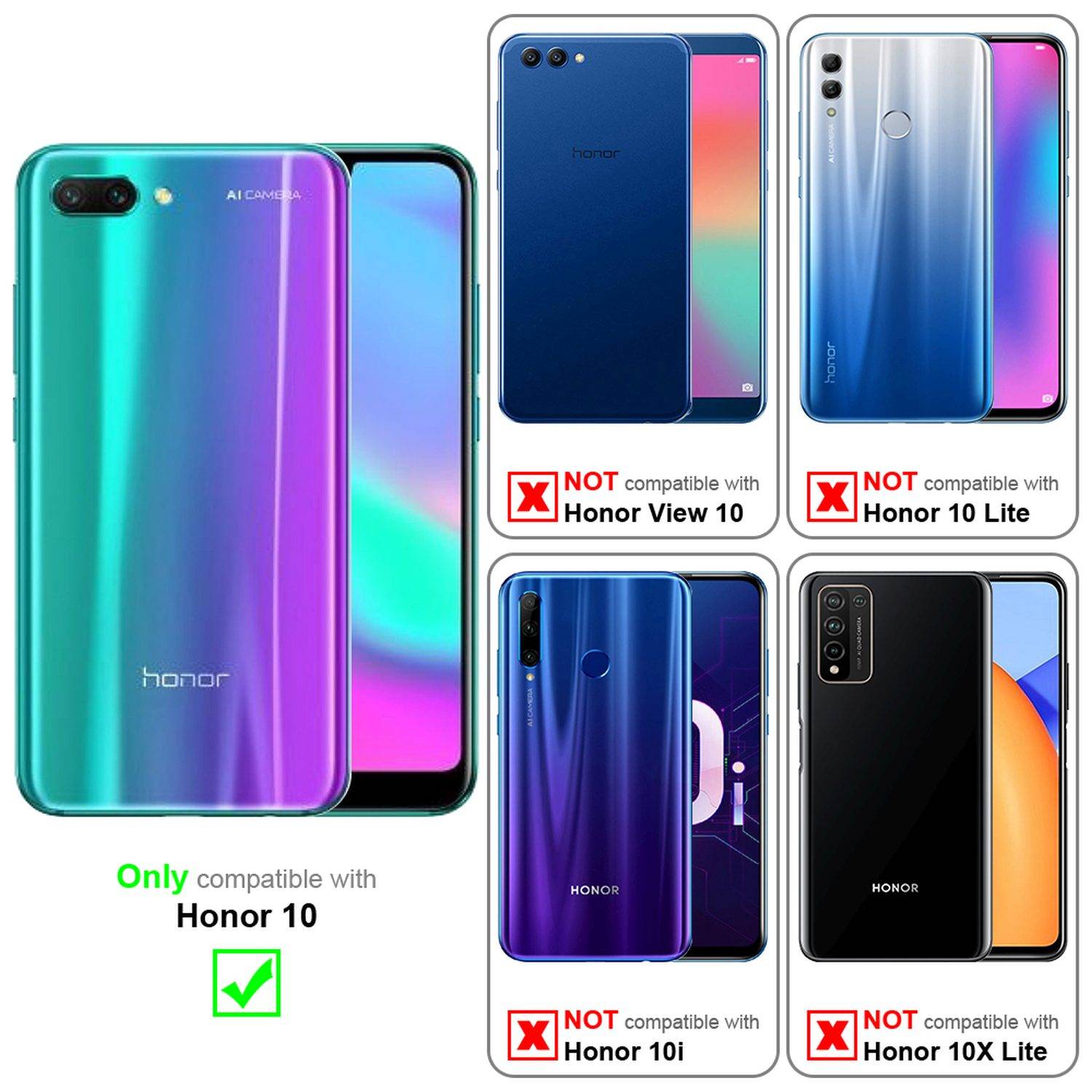 Cadorabo Vollbild Folie für Honor 10 in TRANSPARENT mit SCHWARZ - Gehärtetes Display-Schutzglas (RETAIL PACKAGING)