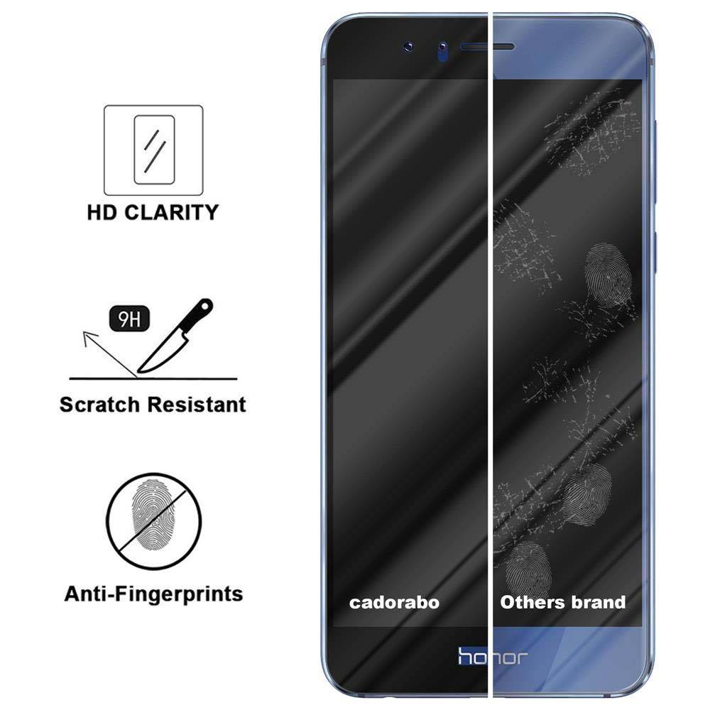 Cadorabo Vollbild Folie für Honor 8 / 8 PREMIUM in TRANSPARENT mit SCHWARZ - Gehärtetes Display-Schutzglas (RETAIL PACKAGING)