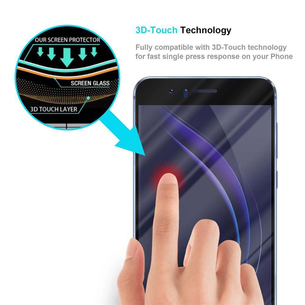 Cadorabo Vollbild Folie für Honor 8 / 8 PREMIUM in TRANSPARENT mit SCHWARZ - Gehärtetes Display-Schutzglas (RETAIL PACKAGING)