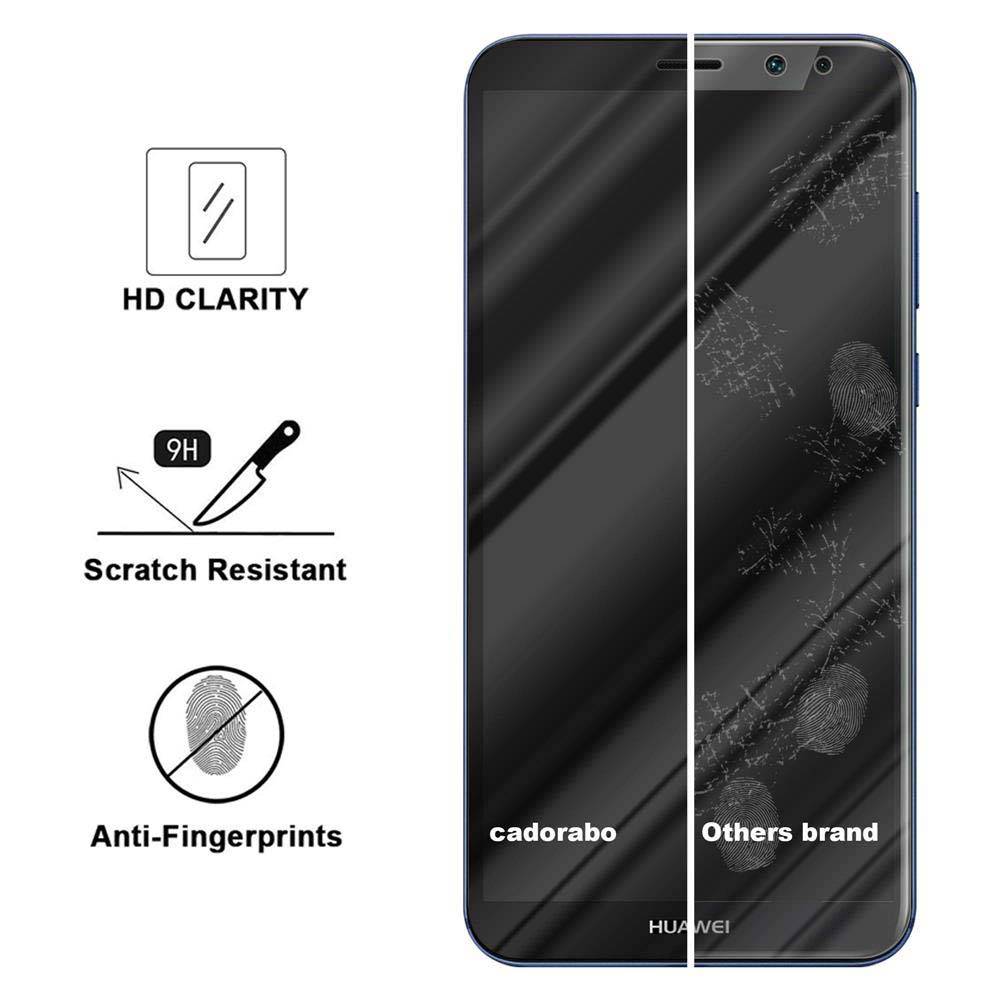 Cadorabo Vollbild Folie für Huawei MATE 10 LITE in TRANSPARENT mit SCHWARZ - Gehärtetes Display-Schutzglas (RETAIL PACKAGING)