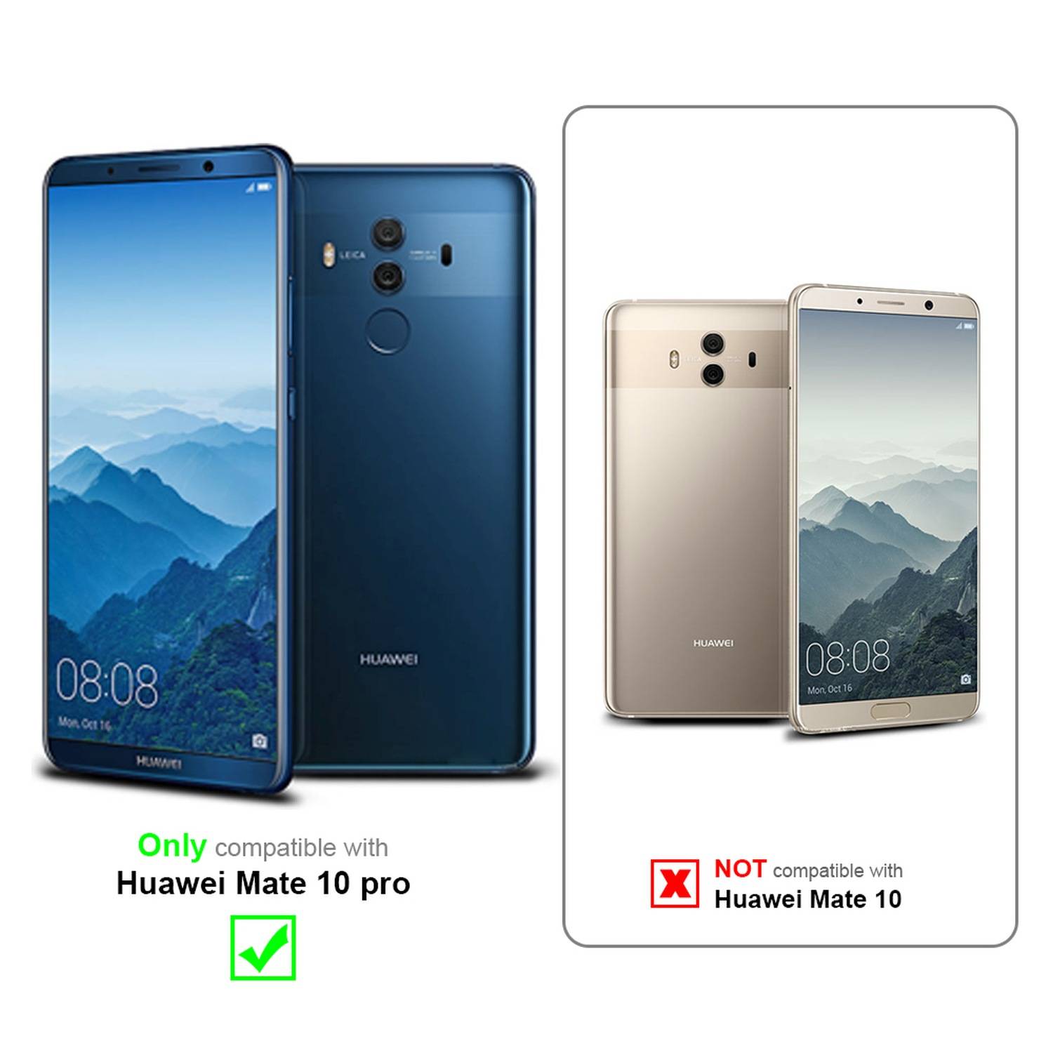 Cadorabo Vollbild Folie für Huawei MATE 10 PRO in TRANSPARENT mit SCHWARZ - Gehärtetes Display-Schutzglas (RETAIL PACKAGING)