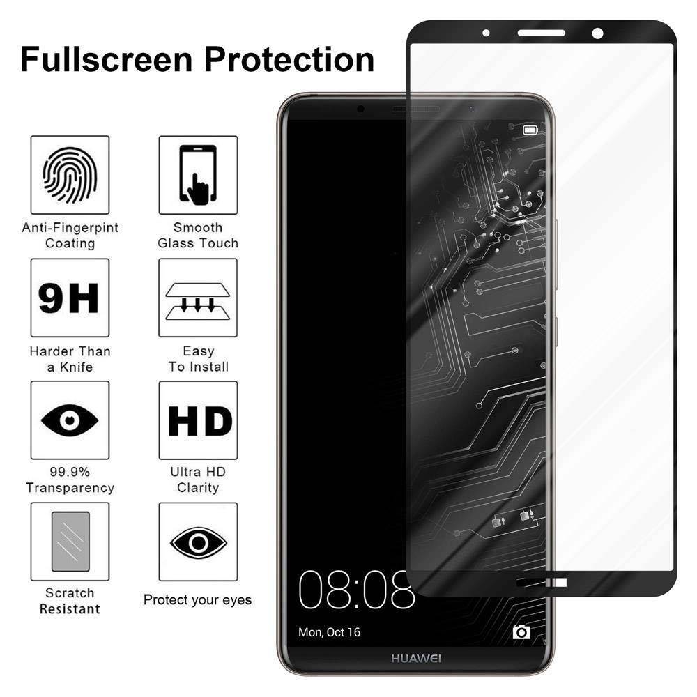 Cadorabo Vollbild Folie für Huawei MATE 10 PRO in TRANSPARENT mit SCHWARZ - Gehärtetes Display-Schutzglas (RETAIL PACKAGING)