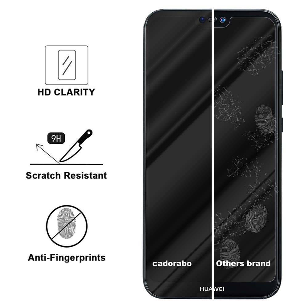 Cadorabo Vollbild Folie für Huawei MATE 20 LITE in TRANSPARENT mit SCHWARZ - Gehärtetes Display-Schutzglas (RETAIL PACKAGING)