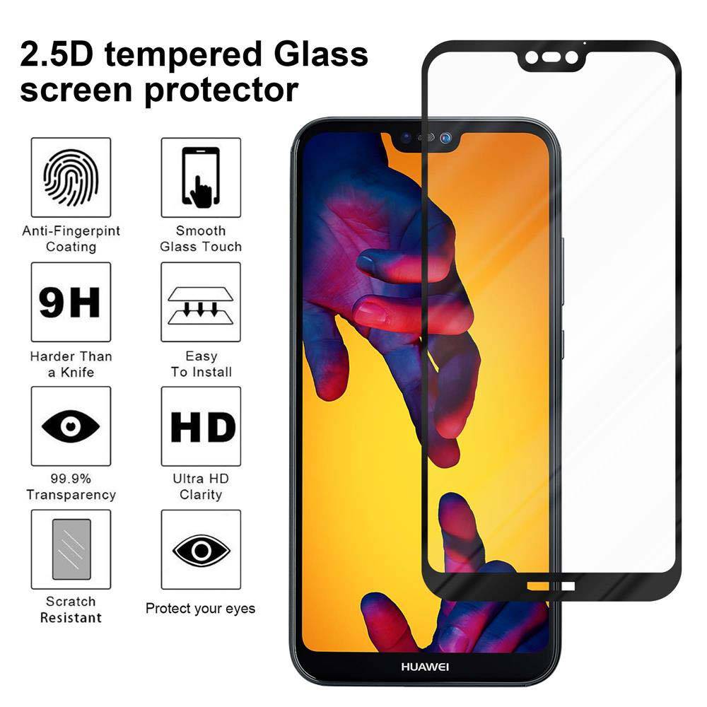 Cadorabo Vollbild Folie für Huawei MATE 20 LITE in TRANSPARENT mit SCHWARZ - Gehärtetes Display-Schutzglas (RETAIL PACKAGING)