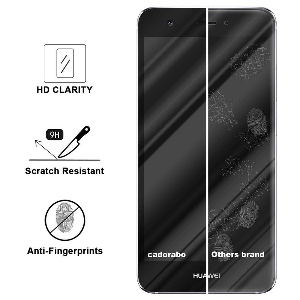 Cadorabo Vollbild Folie für Huawei NOVA 2 in TRANSPARENT mit SCHWARZ - Gehärtetes Display-Schutzglas (RETAIL PACKAGING)