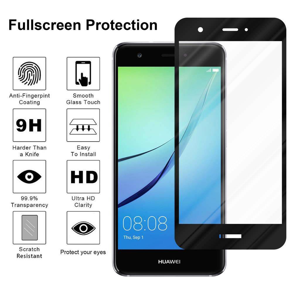 Cadorabo Vollbild Folie für Huawei NOVA 2 in TRANSPARENT mit SCHWARZ - Gehärtetes Display-Schutzglas (RETAIL PACKAGING)