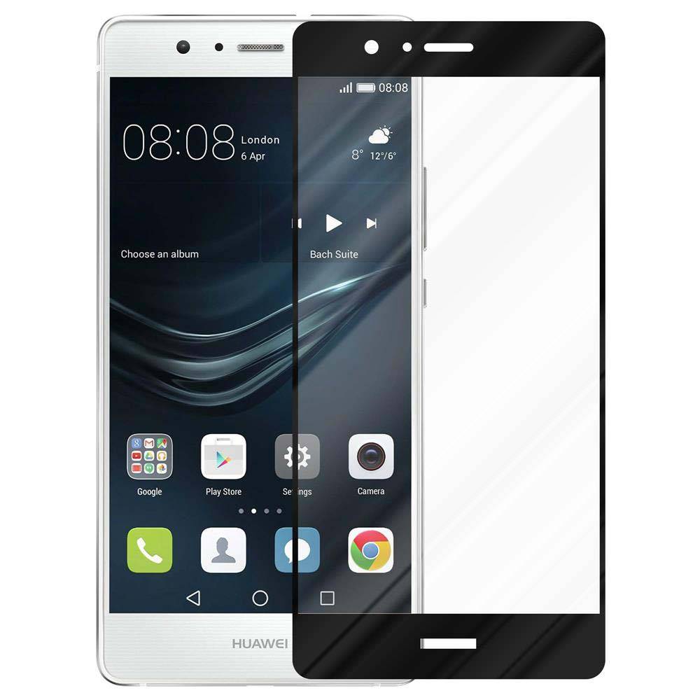 Cadorabo Vollbild Folie für Huawei P10 LITE in TRANSPARENT mit SCHWARZ - Gehärtetes Display-Schutzglas (RETAIL PACKAGING)
