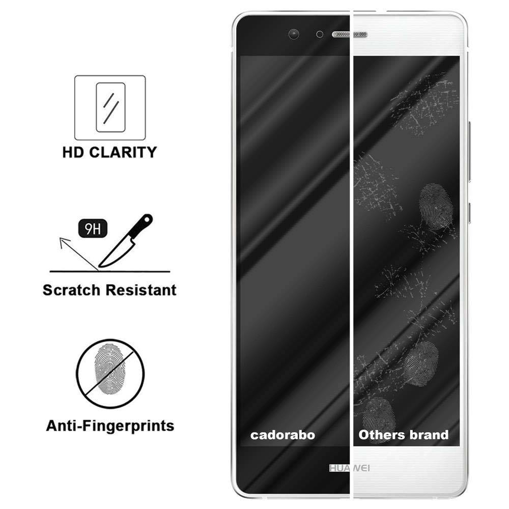 Cadorabo Vollbild Folie für Huawei P10 LITE in TRANSPARENT mit SCHWARZ - Gehärtetes Display-Schutzglas (RETAIL PACKAGING)