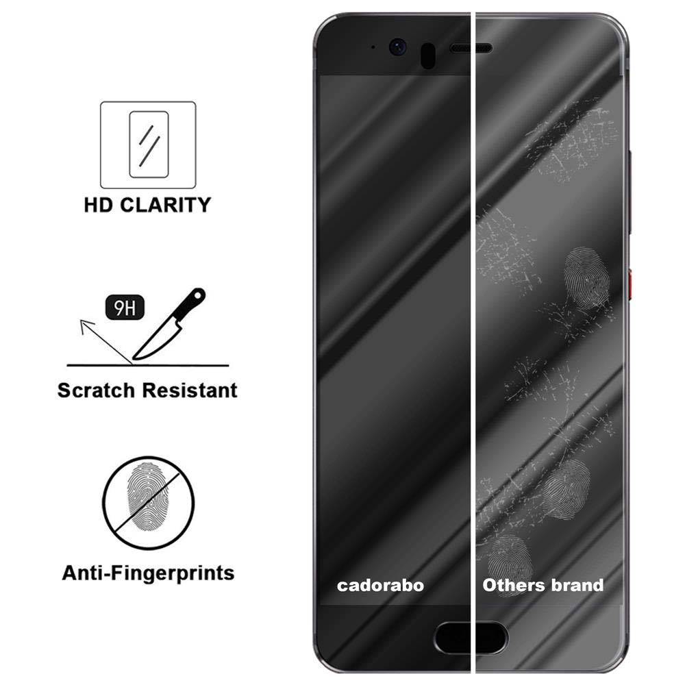 Cadorabo Vollbild Folie für Huawei P10 PRO in TRANSPARENT mit SCHWARZ - Gehärtetes Display-Schutzglas (RETAIL PACKAGING)