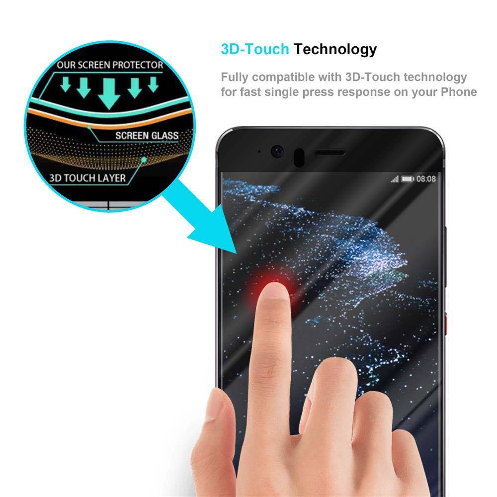 Cadorabo Vollbild Folie für Huawei P10 PRO in TRANSPARENT mit SCHWARZ - Gehärtetes Display-Schutzglas (RETAIL PACKAGING)