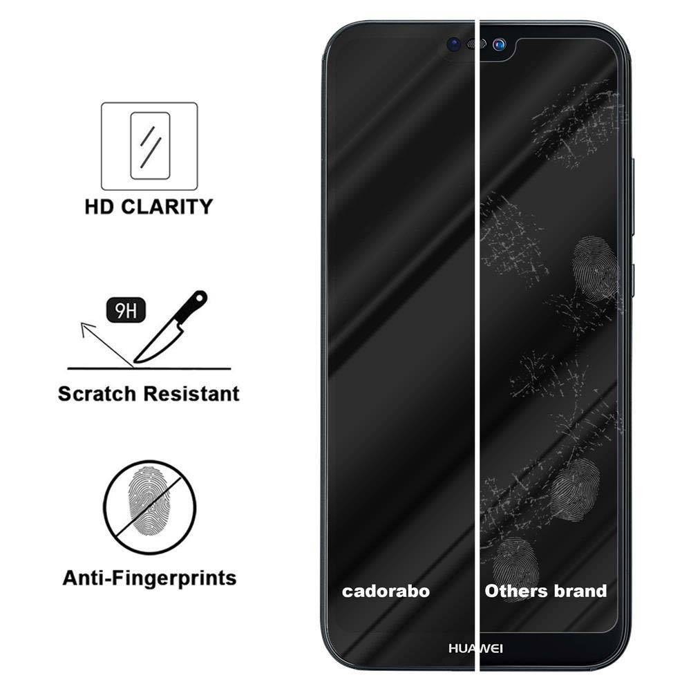 Cadorabo Vollbild Folie für Huawei P20 LITE 2018 / NOVA 3E in TRANSPARENT mit SCHWARZ - Gehärtetes Display-Schutzglas (RETAIL PACKAGING)