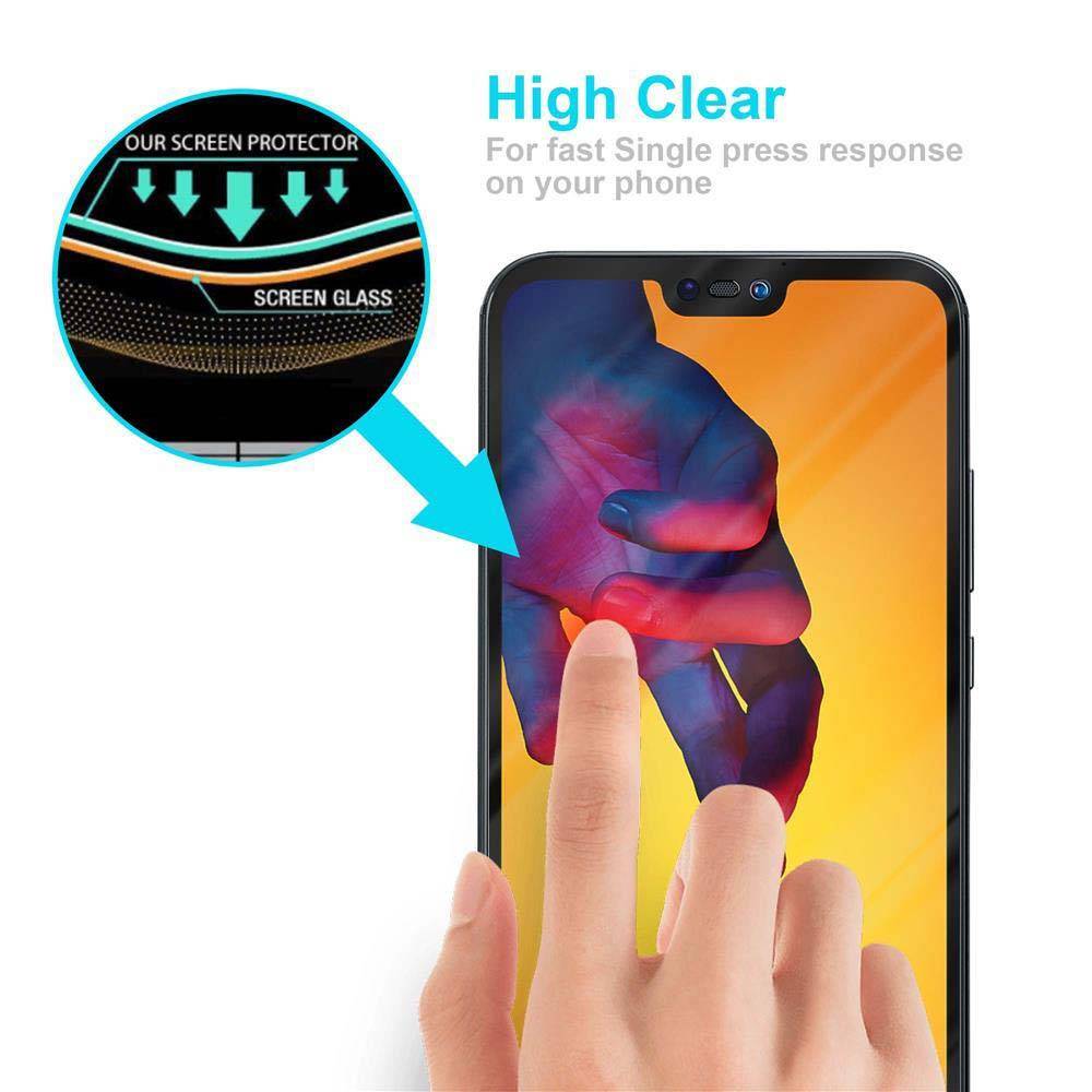 Cadorabo Vollbild Folie für Huawei P20 LITE 2018 / NOVA 3E in TRANSPARENT mit SCHWARZ - Gehärtetes Display-Schutzglas (RETAIL PACKAGING)