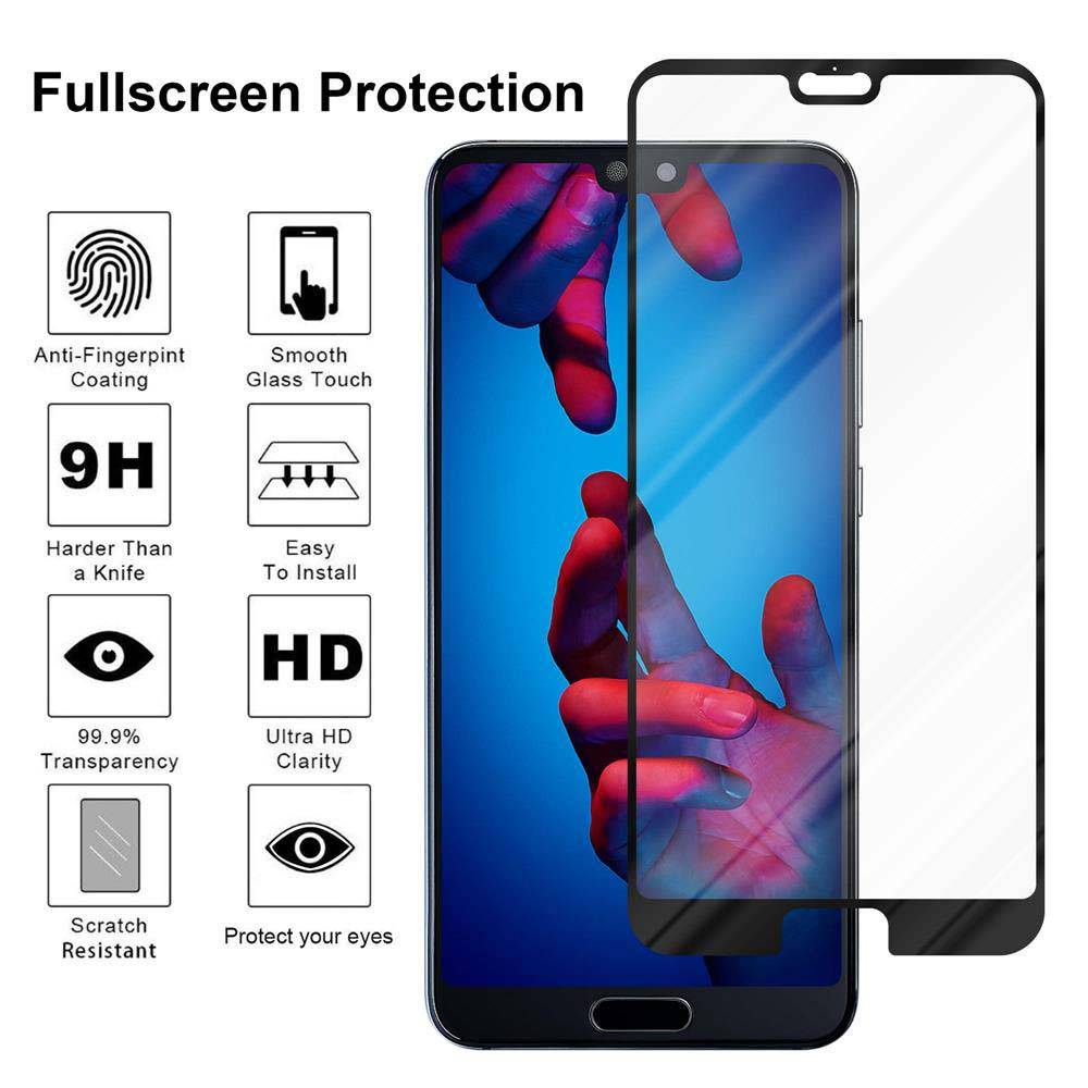 Cadorabo Vollbild Folie für Huawei P20 PRO / P20 PLUS in TRANSPARENT mit SCHWARZ - Gehärtetes Display-Schutzglas (RETAIL PACKAGING)