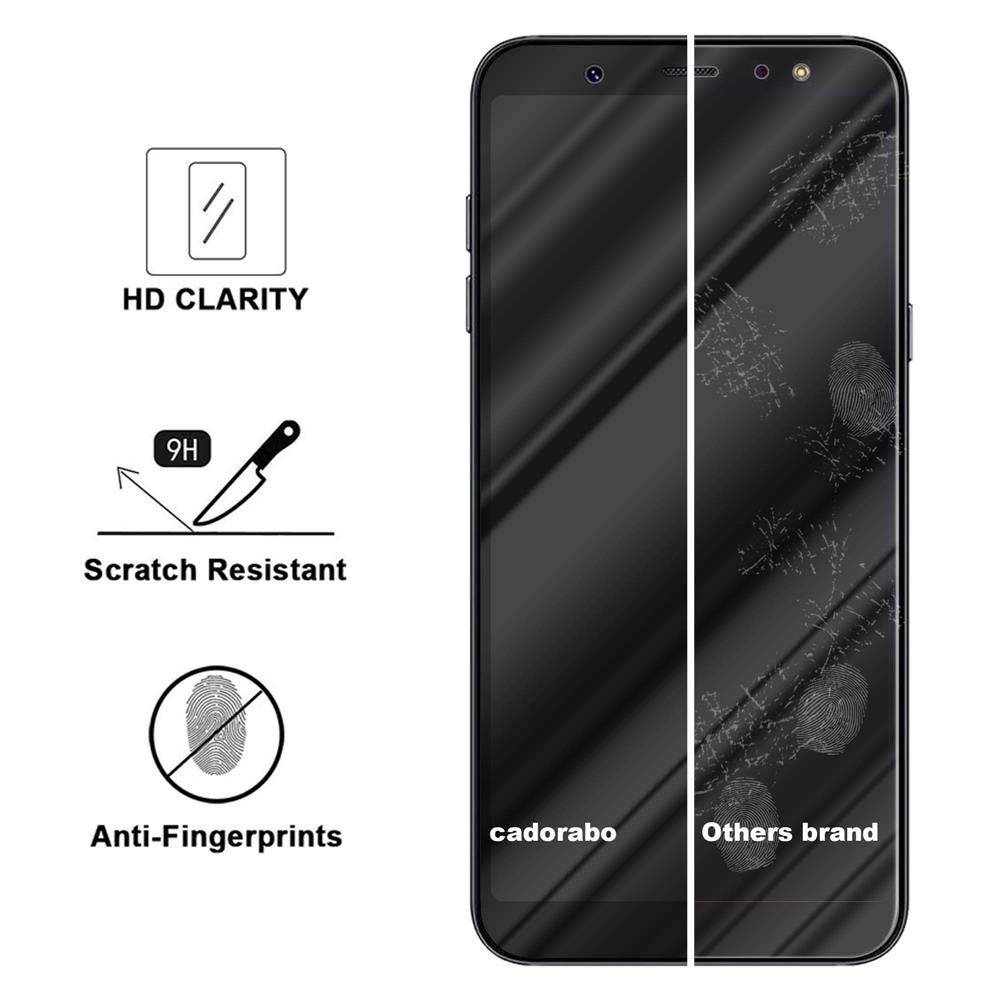 Cadorabo Vollbild Folie für Samsung Galaxy A6 2018 in TRANSPARENT mit SCHWARZ - Gehärtetes Display-Schutzglas (RETAIL PACKAGING)