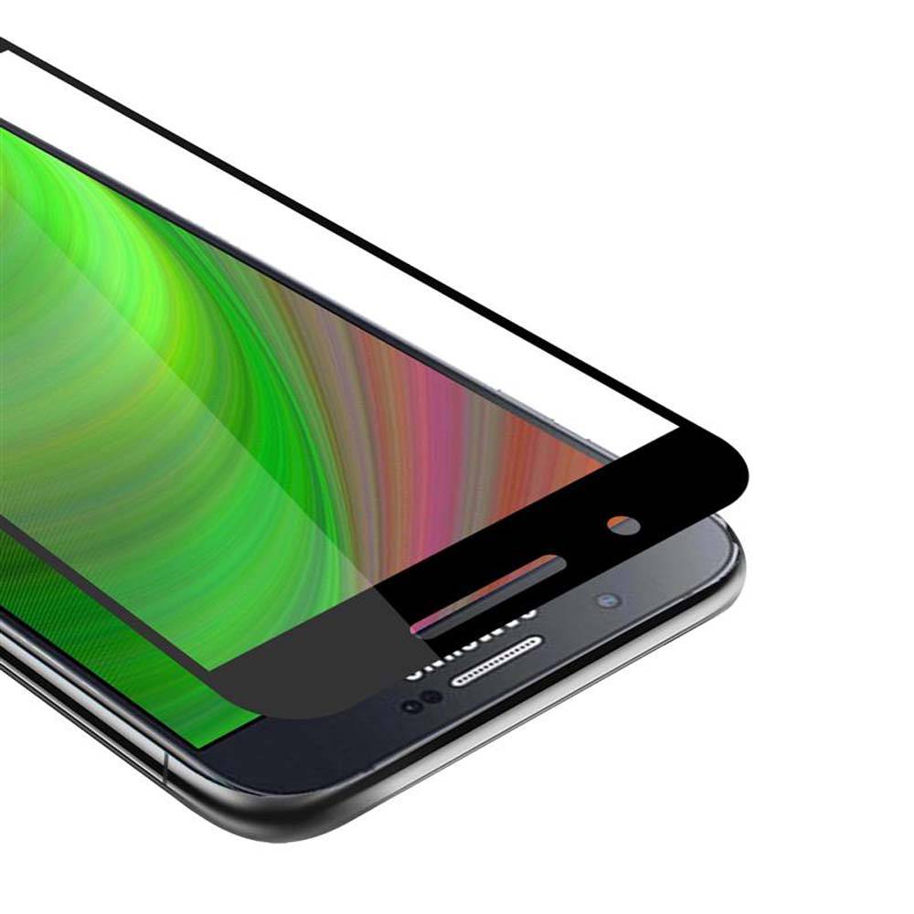 Cadorabo Vollbild Folie für Samsung Galaxy A8 2015 in TRANSPARENT mit SCHWARZ - Gehärtetes Display-Schutzglas (RETAIL PACKAGING)