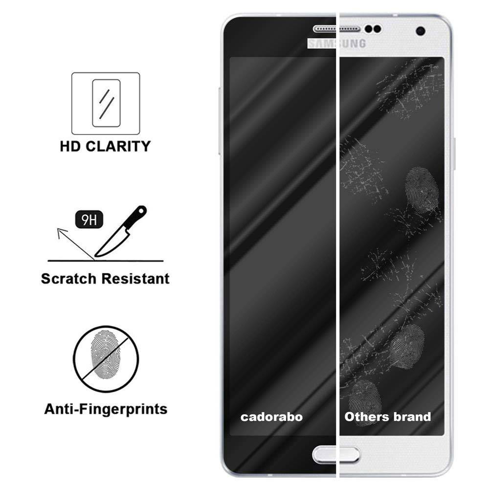 Cadorabo Vollbild Folie für Samsung Galaxy A8 2015 in TRANSPARENT mit SCHWARZ - Gehärtetes Display-Schutzglas (RETAIL PACKAGING)