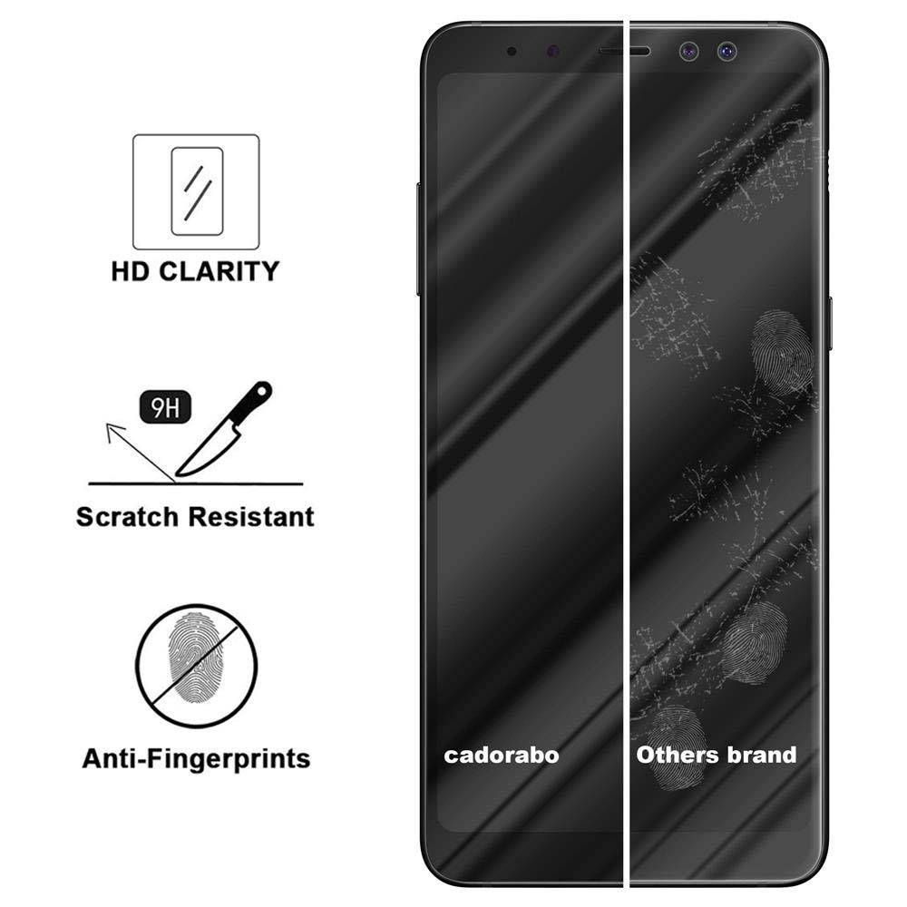 Cadorabo Vollbild Folie für Samsung Galaxy A8 PLUS 2018 in TRANSPARENT mit SCHWARZ - Gehärtetes Display-Schutzglas (RETAIL PACKAGING)