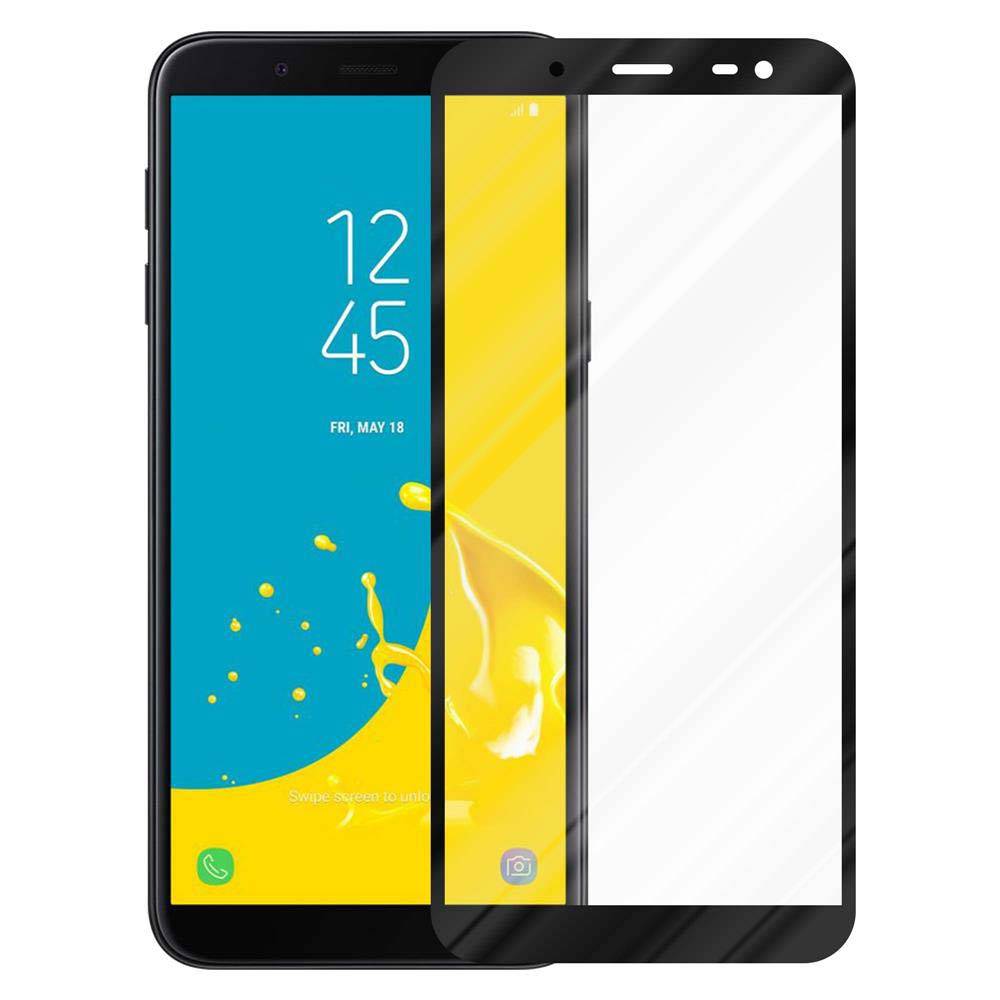 Cadorabo Vollbild Folie für Samsung Galaxy J6 2018 in TRANSPARENT mit SCHWARZ - Gehärtetes Display-Schutzglas (RETAIL PACKAGING)