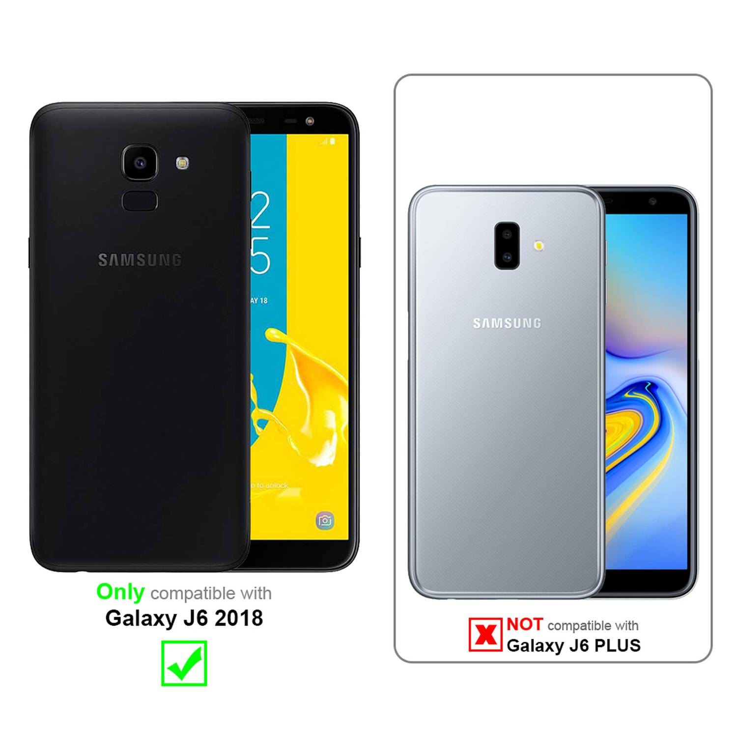 Cadorabo Vollbild Folie für Samsung Galaxy J6 2018 in TRANSPARENT mit SCHWARZ - Gehärtetes Display-Schutzglas (RETAIL PACKAGING)