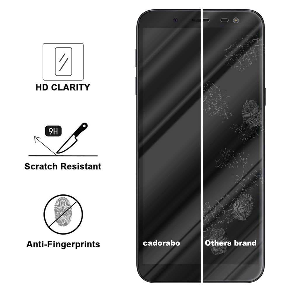 Cadorabo Vollbild Folie für Samsung Galaxy J6 2018 in TRANSPARENT mit SCHWARZ - Gehärtetes Display-Schutzglas (RETAIL PACKAGING)