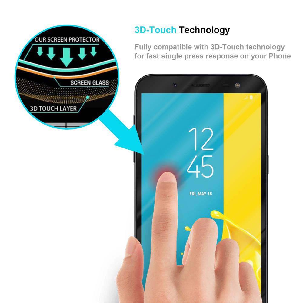 Cadorabo Vollbild Folie für Samsung Galaxy J6 2018 in TRANSPARENT mit SCHWARZ - Gehärtetes Display-Schutzglas (RETAIL PACKAGING)