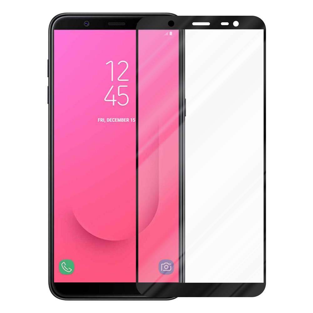 Cadorabo Vollbild Folie für Samsung Galaxy J8 2018 in TRANSPARENT mit SCHWARZ - Gehärtetes Display-Schutzglas (RETAIL PACKAGING)