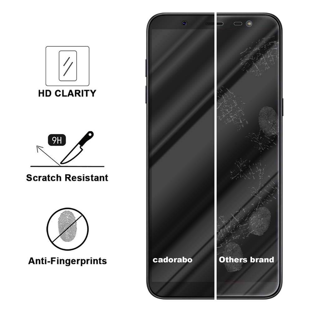 Cadorabo Vollbild Folie für Samsung Galaxy J8 2018 in TRANSPARENT mit SCHWARZ - Gehärtetes Display-Schutzglas (RETAIL PACKAGING)