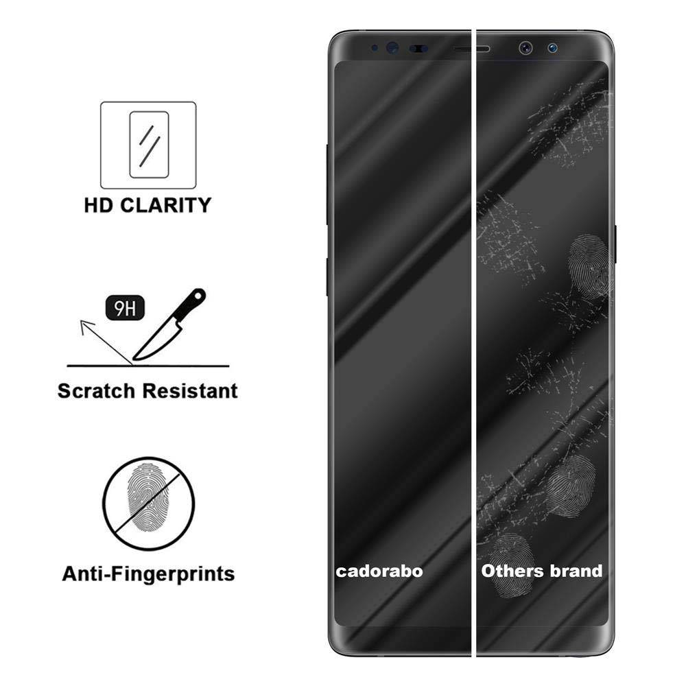 Cadorabo Vollbild Folie für Samsung Galaxy NOTE 8 in TRANSPARENT mit SCHWARZ - Gehärtetes Display-Schutzglas (RETAIL PACKAGING)