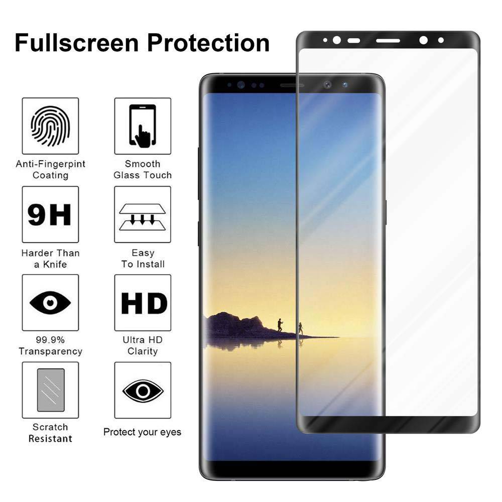 Cadorabo Vollbild Folie für Samsung Galaxy NOTE 8 in TRANSPARENT mit SCHWARZ - Gehärtetes Display-Schutzglas (RETAIL PACKAGING)