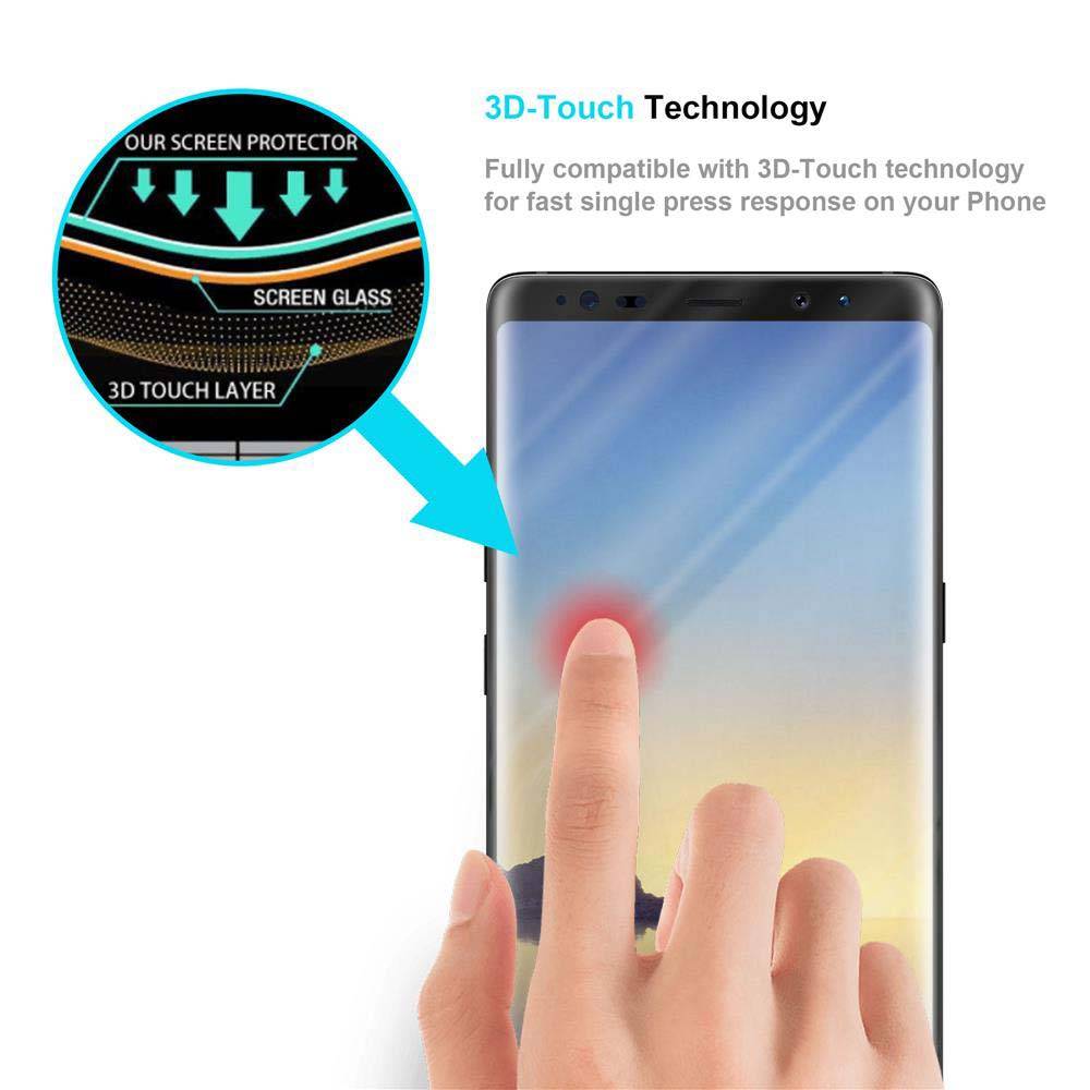 Cadorabo Vollbild Folie für Samsung Galaxy NOTE 8 in TRANSPARENT mit SCHWARZ - Gehärtetes Display-Schutzglas (RETAIL PACKAGING)